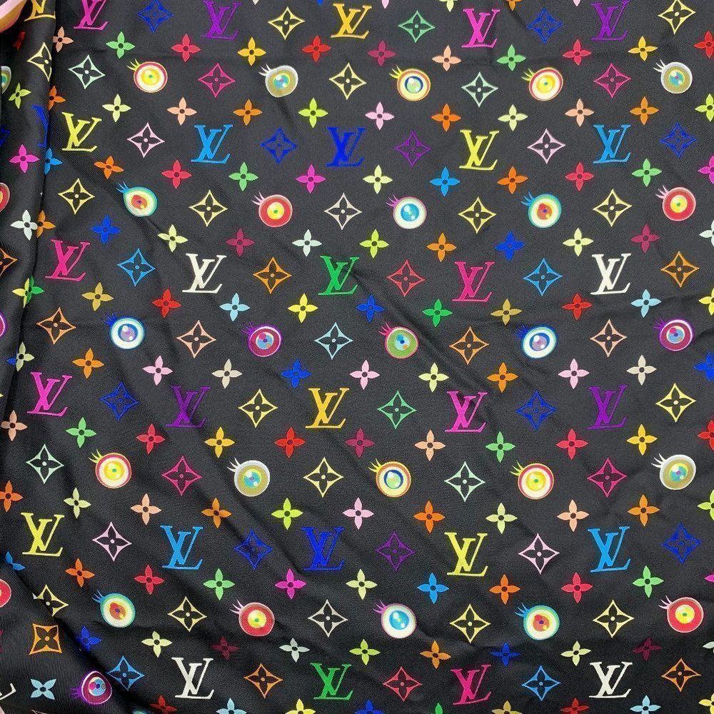 Louis Vuitton Eye Love You Black Multicolore Vintage Murakami rare LV LE Scarf - Picture 6 of 8